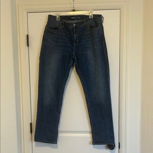 Women Mid Rise Wow Boyfriend Dark Denim Jeans Size 14